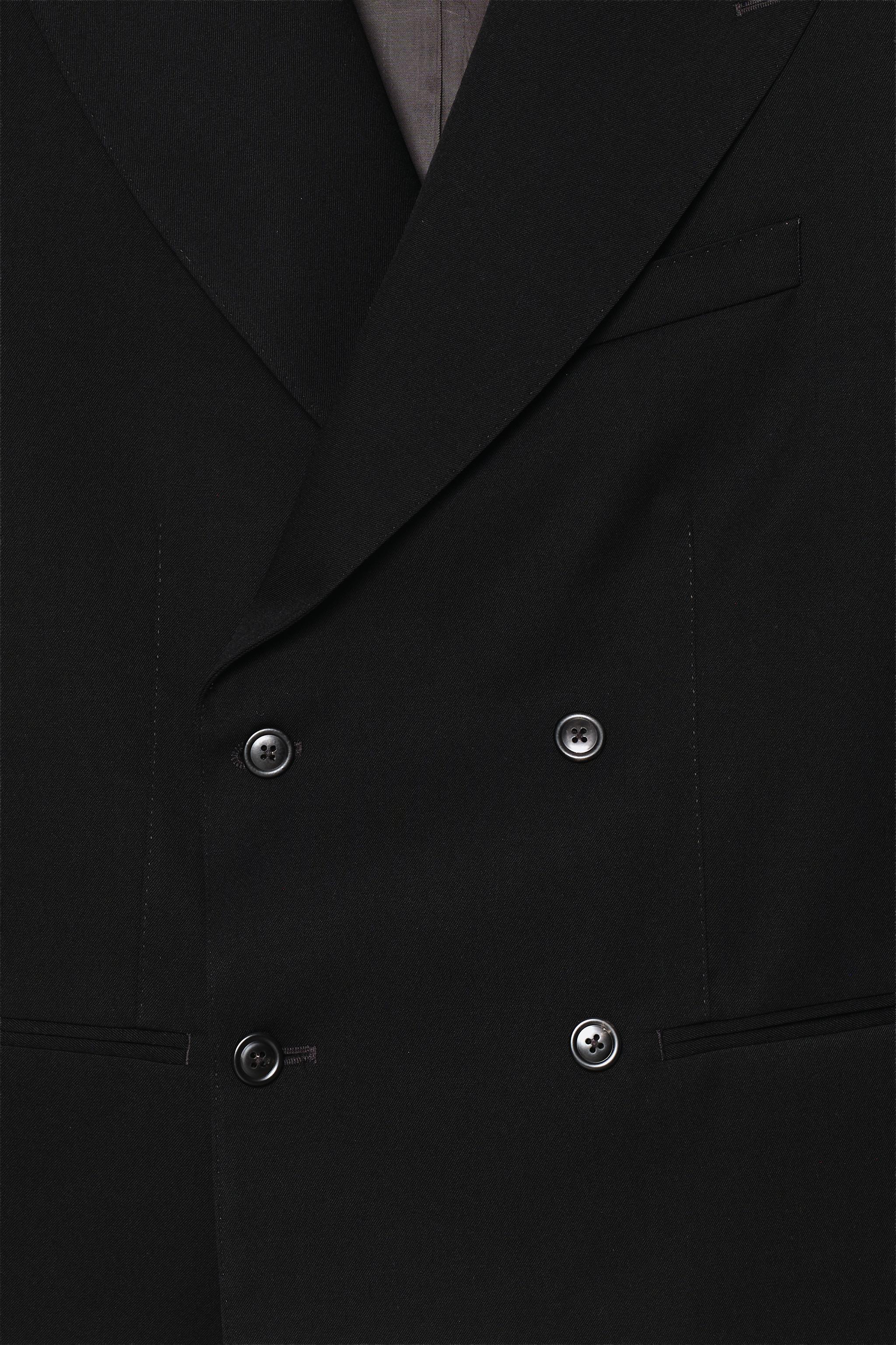 Cropped Fit 100% Wool Suit Blazer - Black