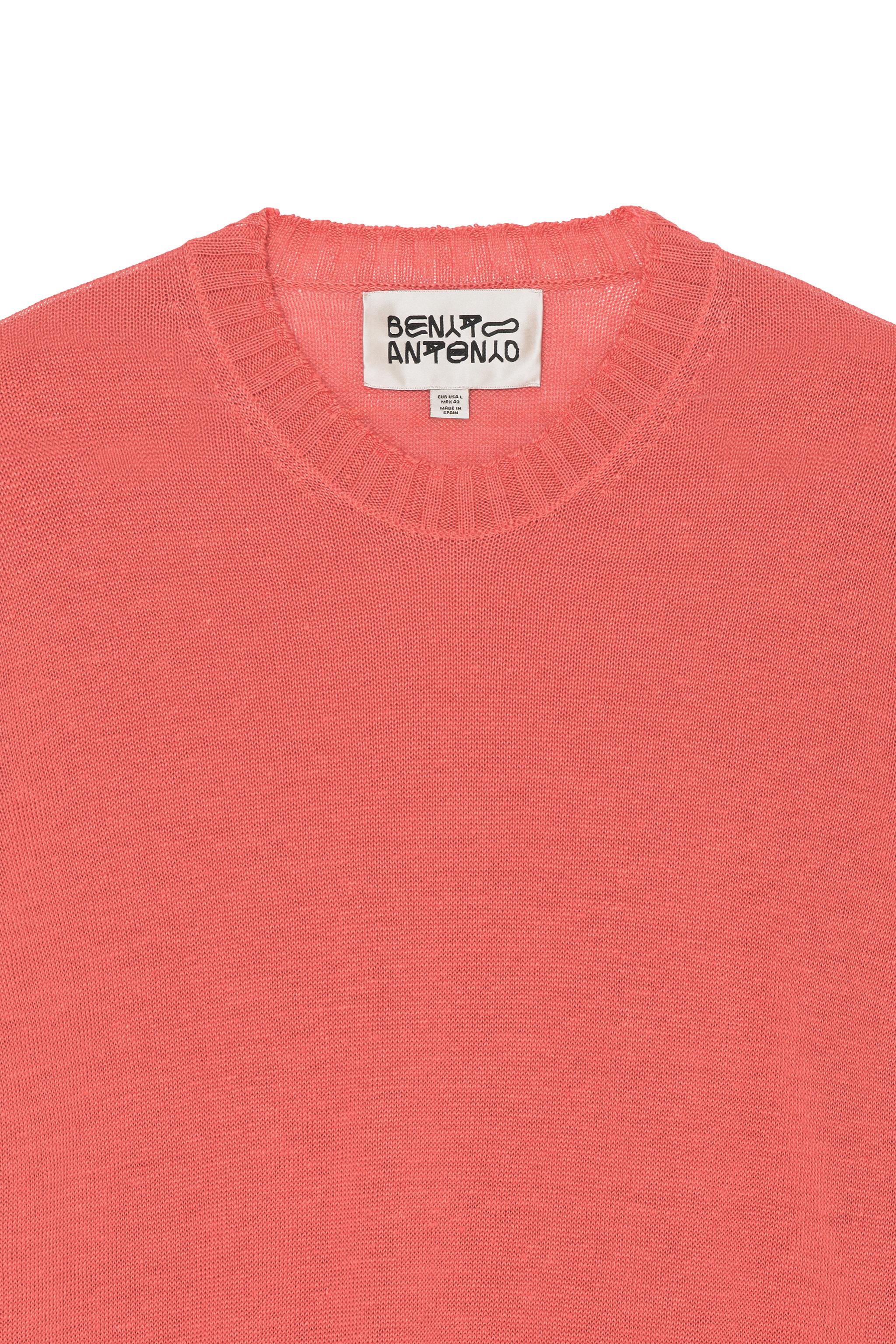 Relaxed Fit 100% Linen Jumper - Coral