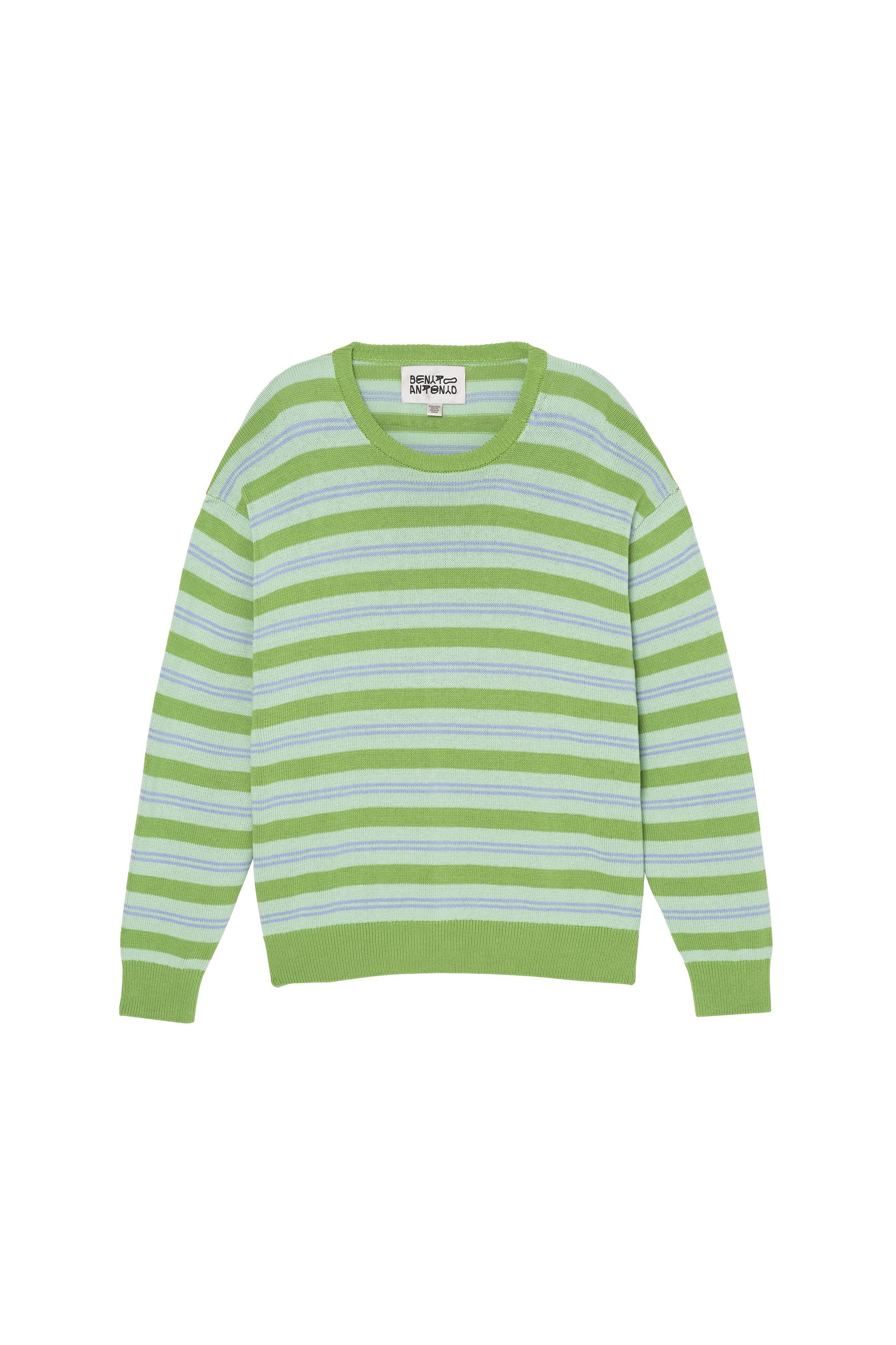 Striped Cotton/Linen Jumper - Greens