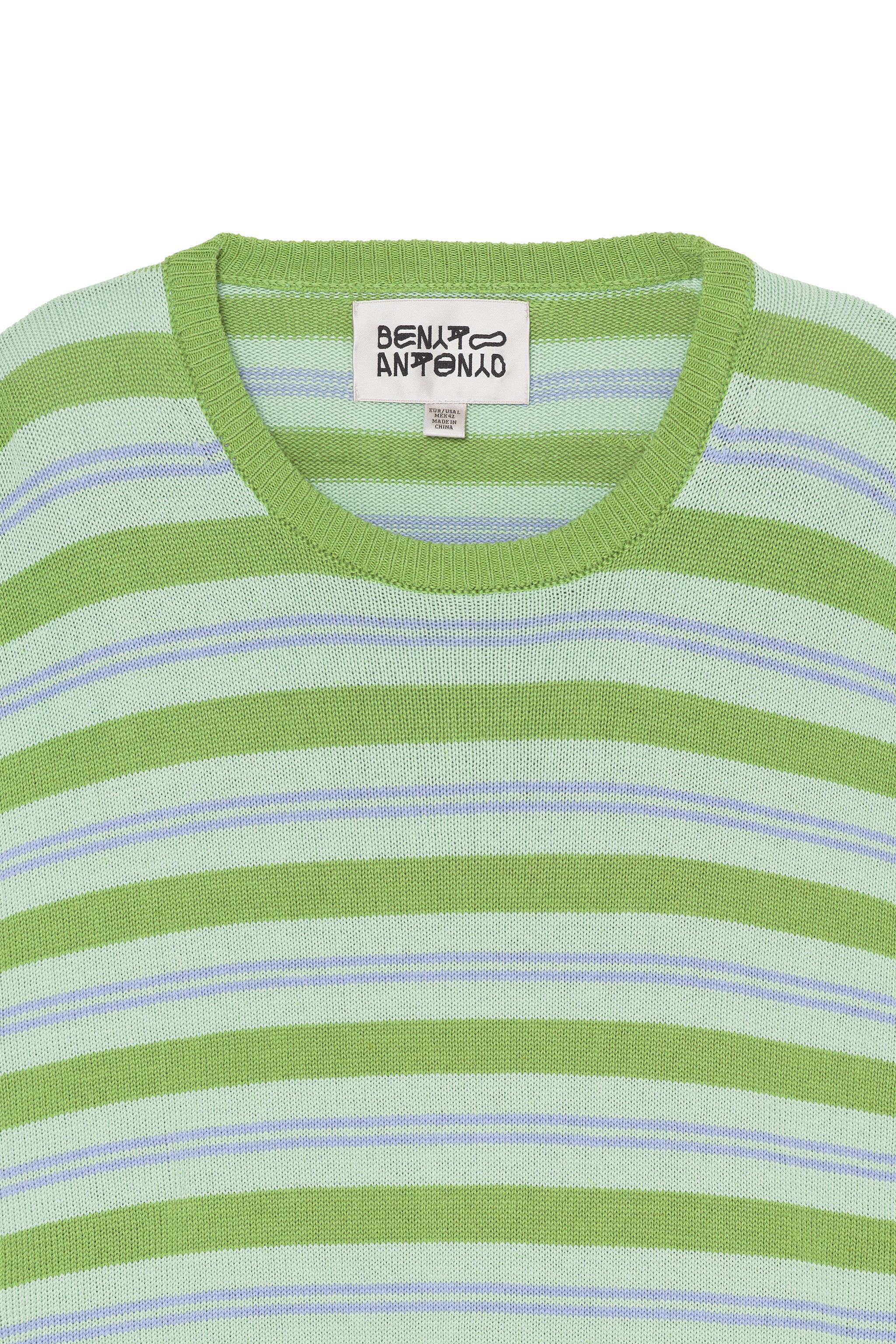 Striped Cotton/Linen Jumper - Greens