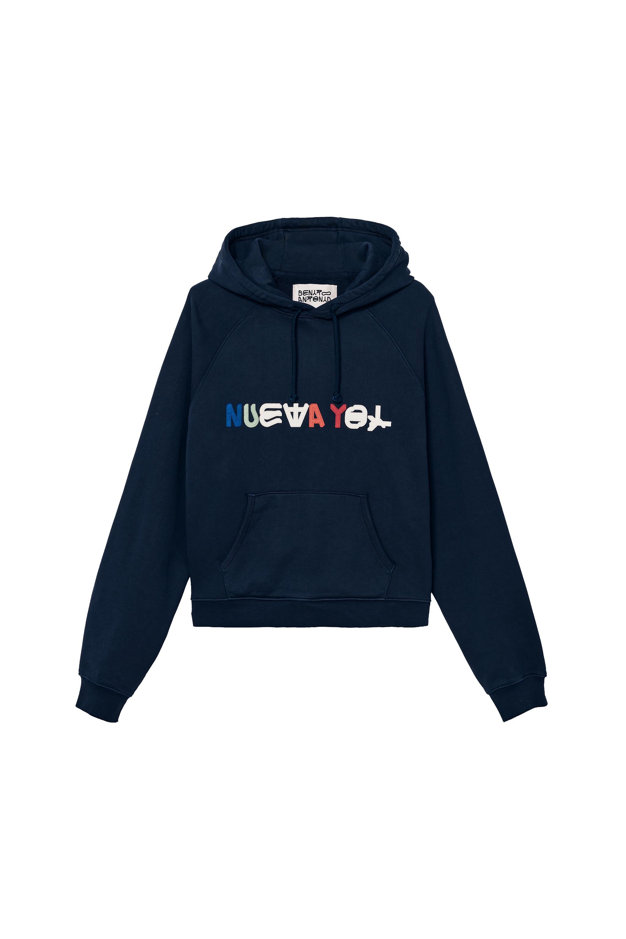 Hoodie With New Yol Patches - Navy Blue