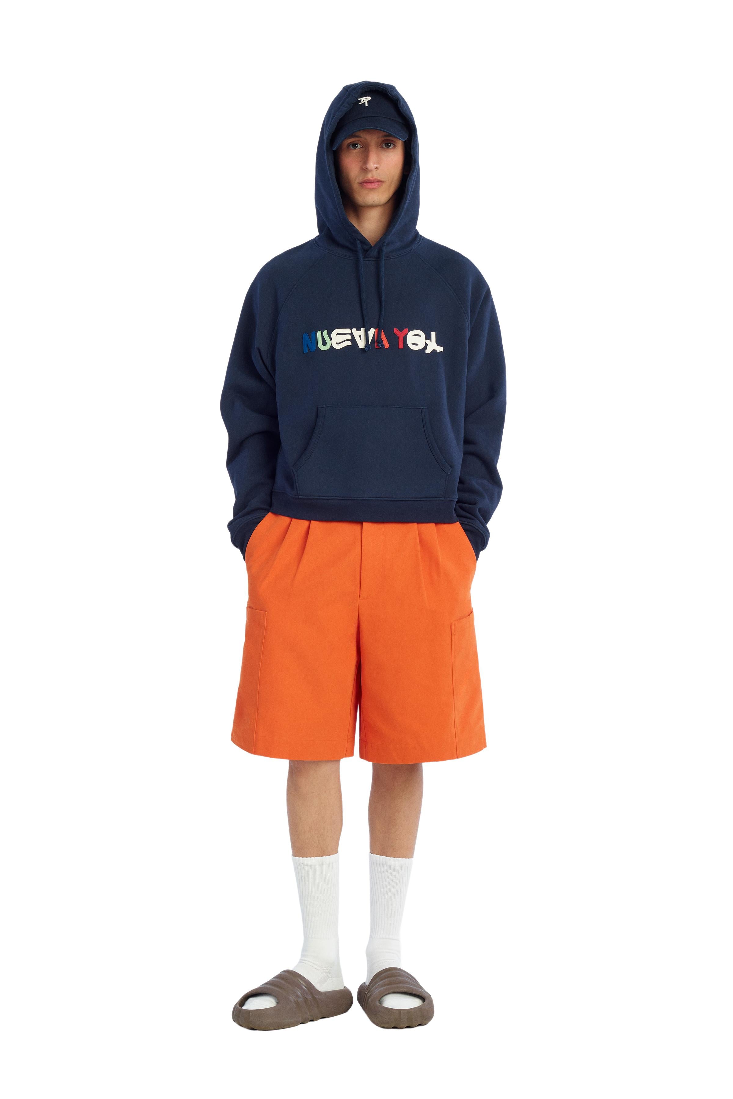 Hoodie With New Yol Patches - Navy Blue
