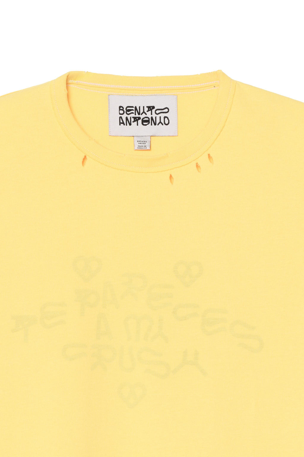 Crush Faded Text Reversible Effect T-Shirt - Yellow