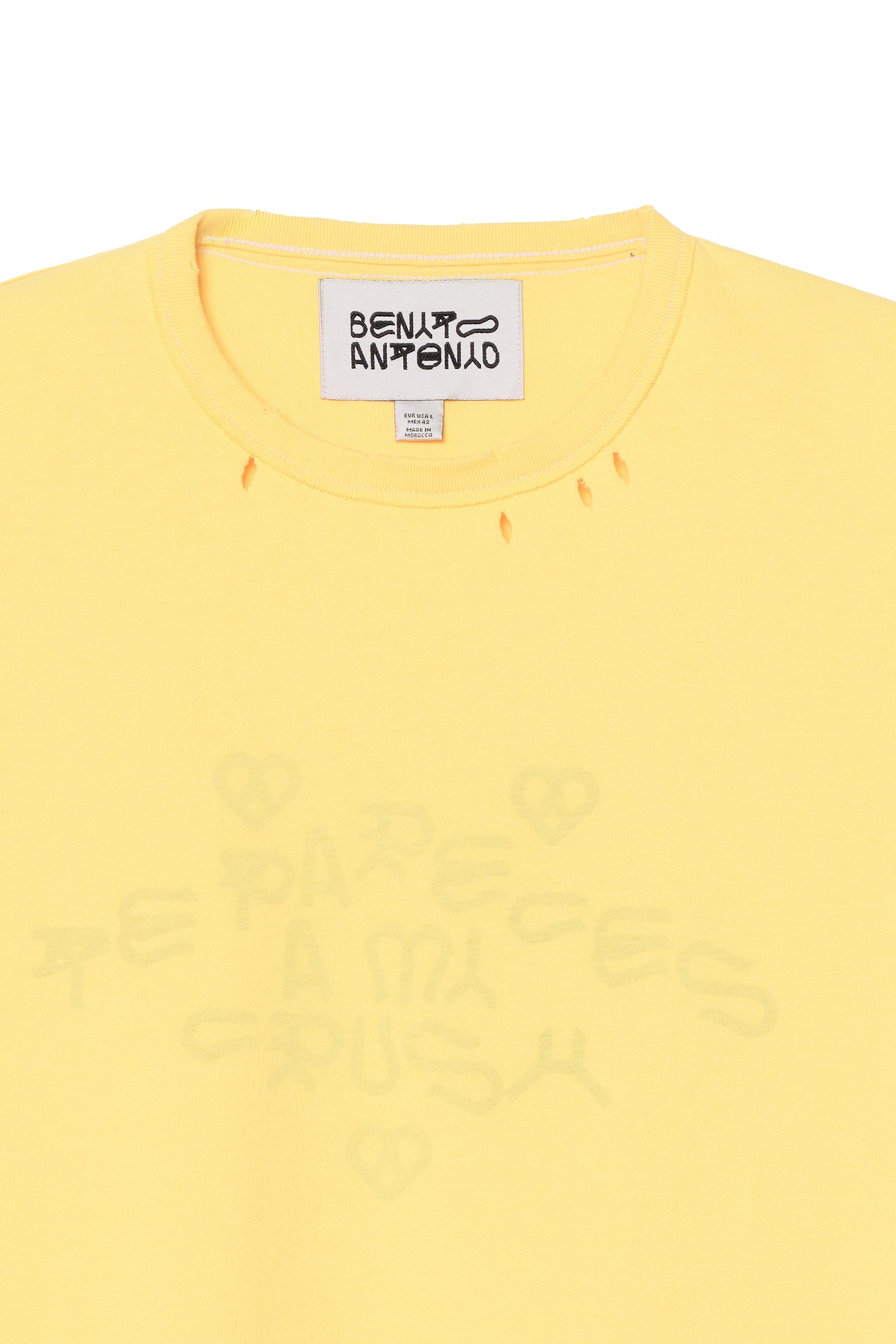 Crush Faded Text Reversible Effect T-Shirt - Yellow