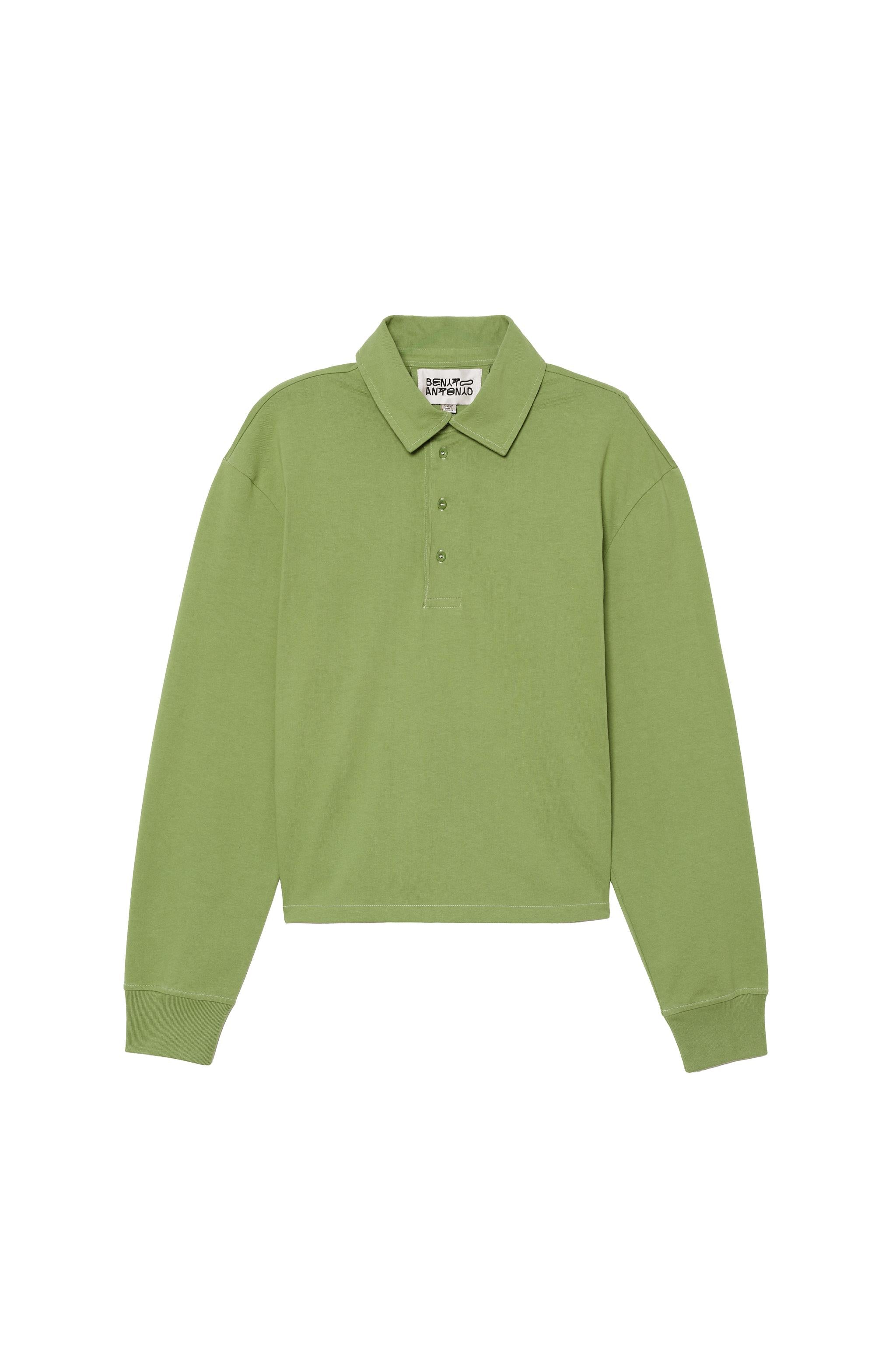 Cropped Fit Cotton Polo Shirt - Lime