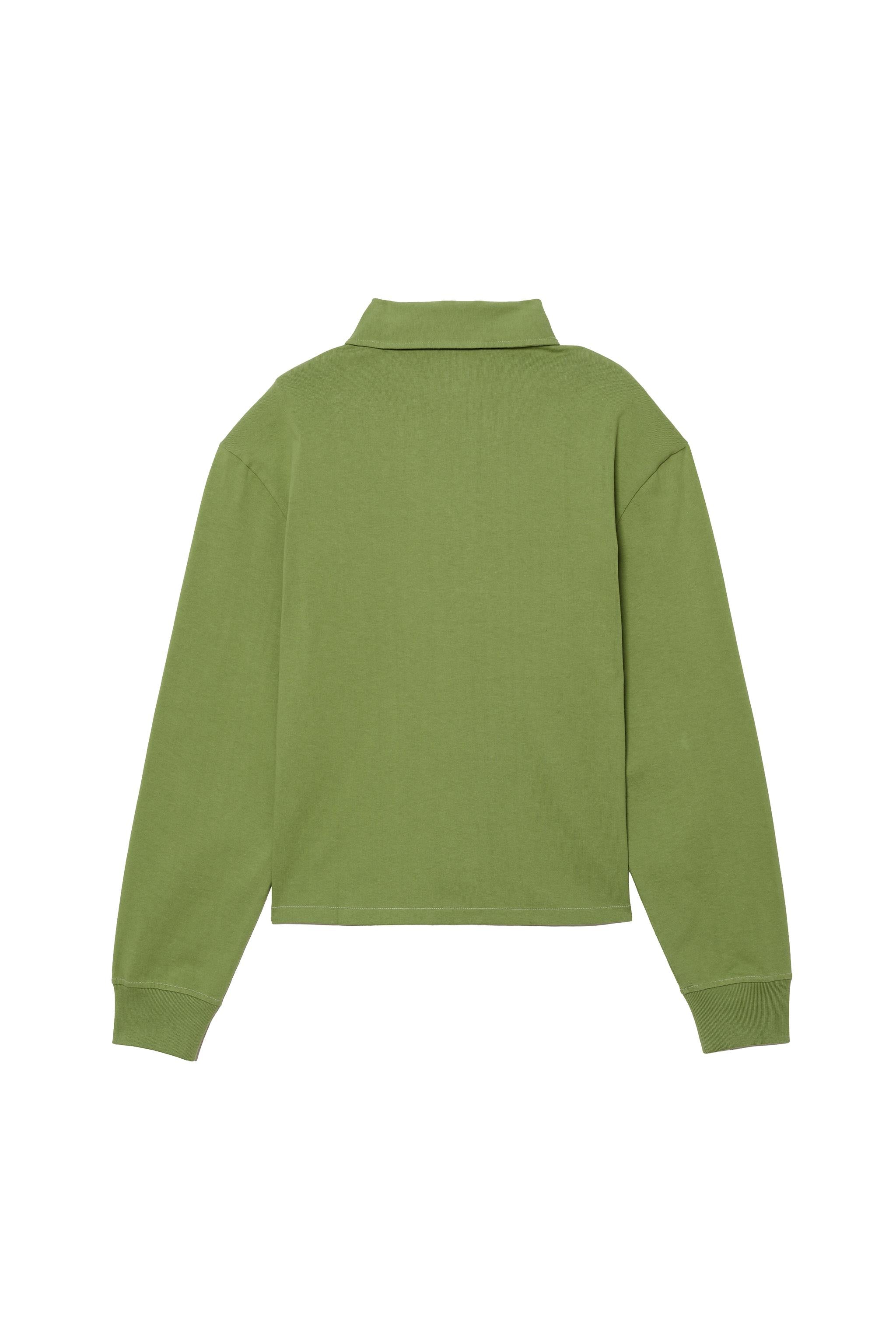 Cropped Fit Cotton Polo Shirt - Lime