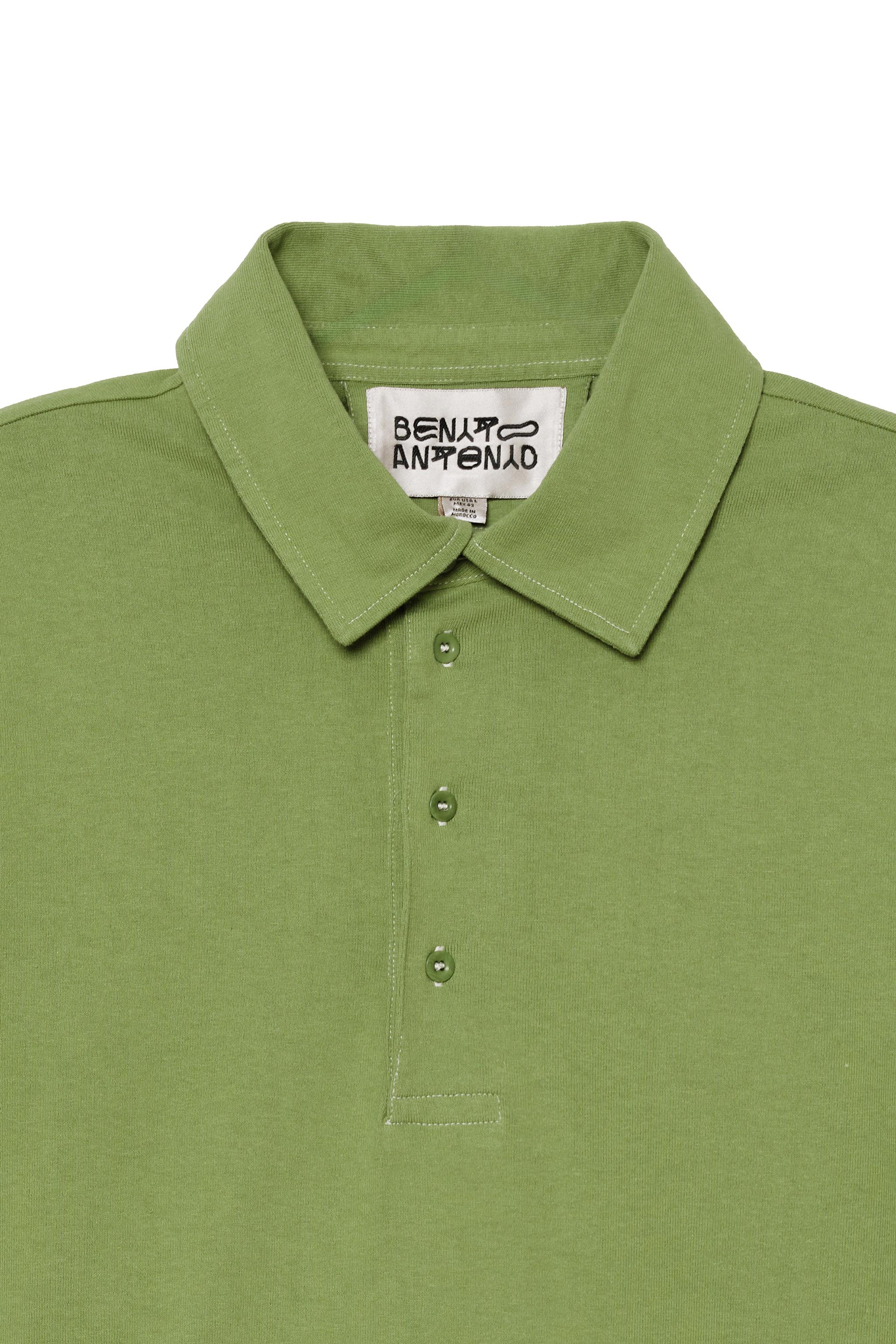 Cropped Fit Cotton Polo Shirt - Lime