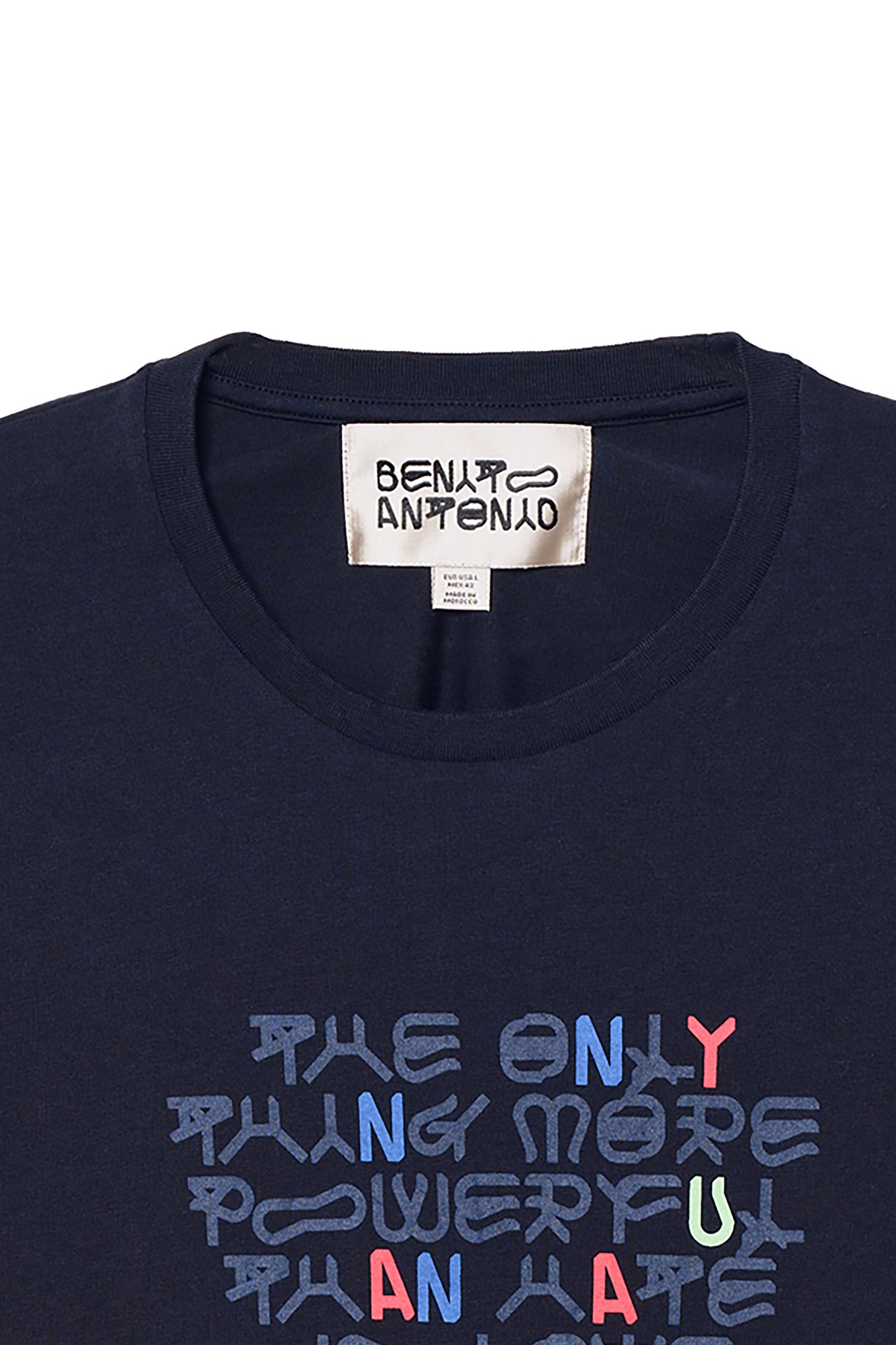 Cropped Fit 'Amor' Slogan T-Shirt - Navy Blue