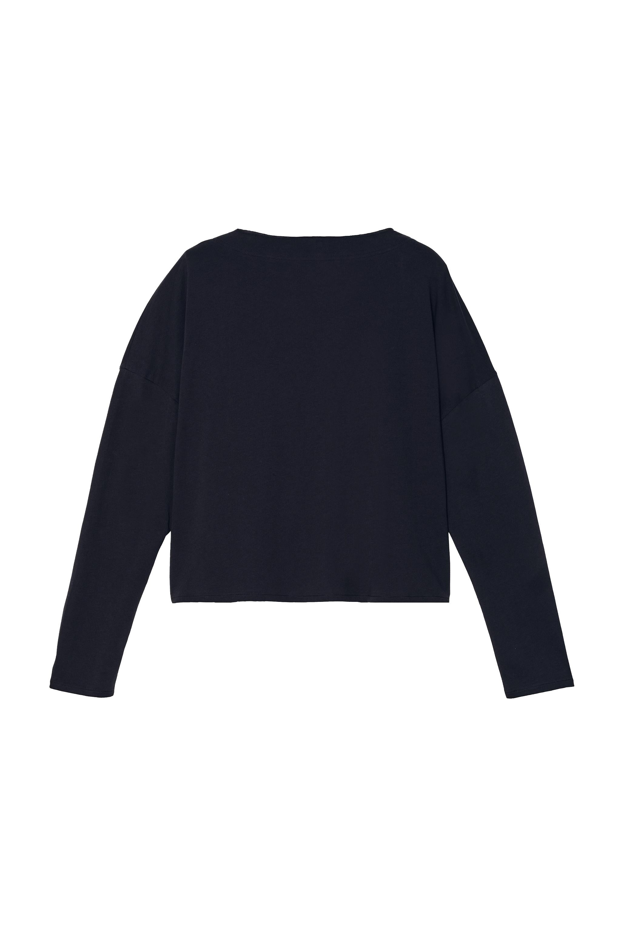 Cropped Long Sleeve T-Shirt - Navy Blue