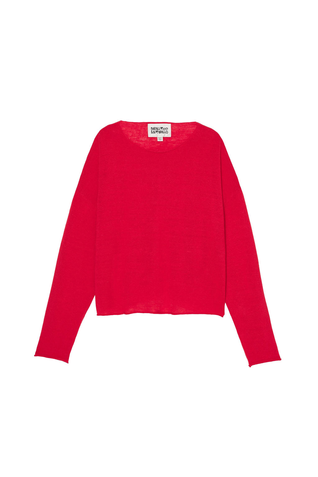 Cropped Fit Linen - Wool Sweater - Red