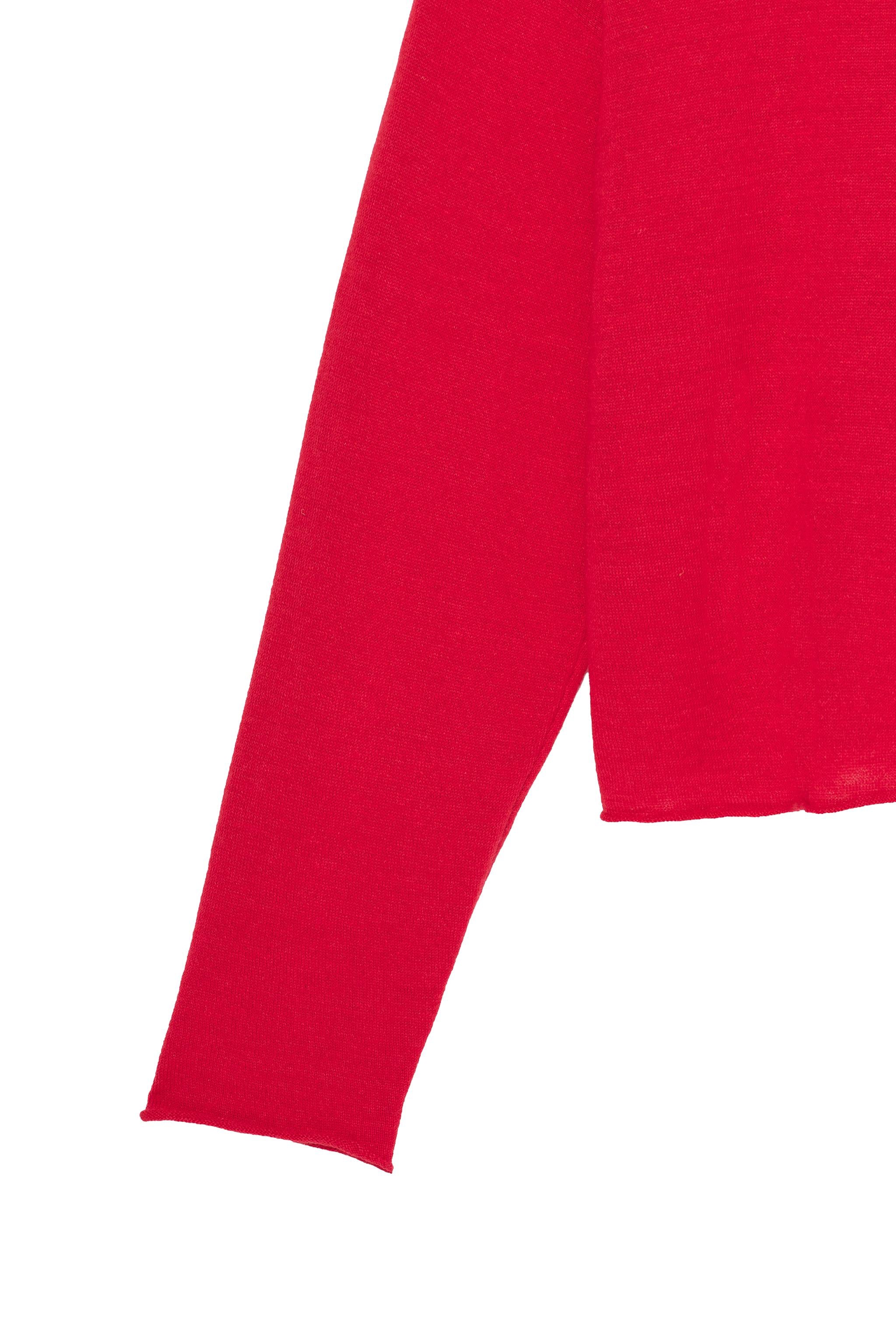Cropped Fit Linen - Wool Sweater - Red