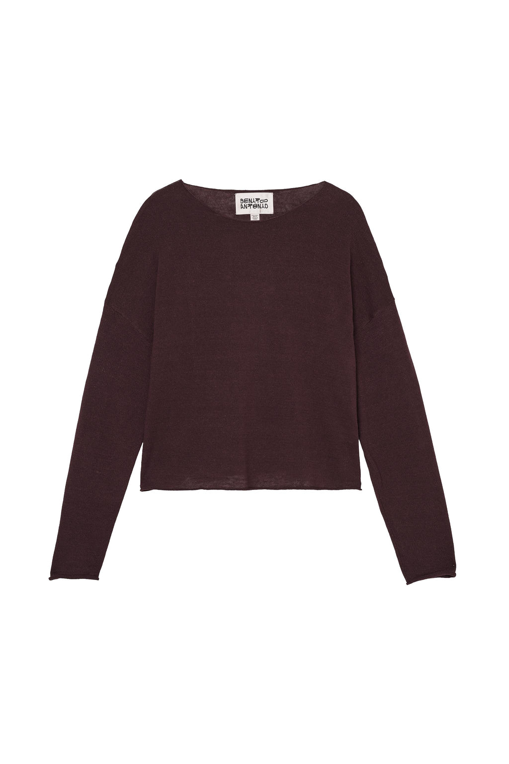 Cropped Fit Linen - Wool Sweater - Brown