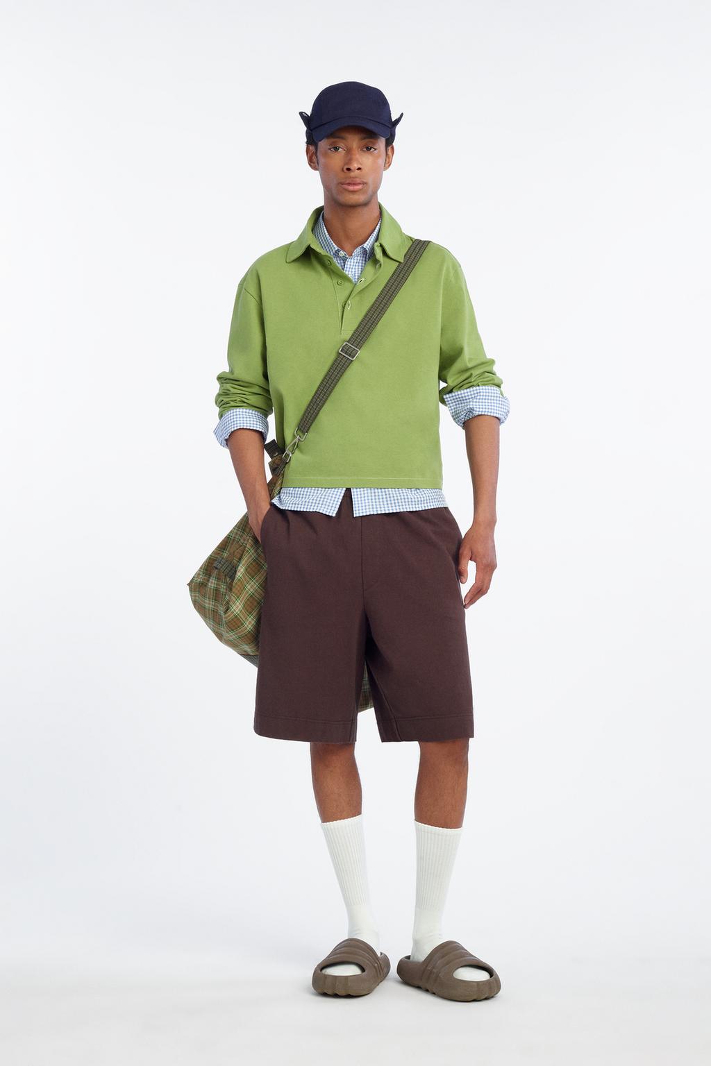 Cropped Fit Cotton Polo Shirt