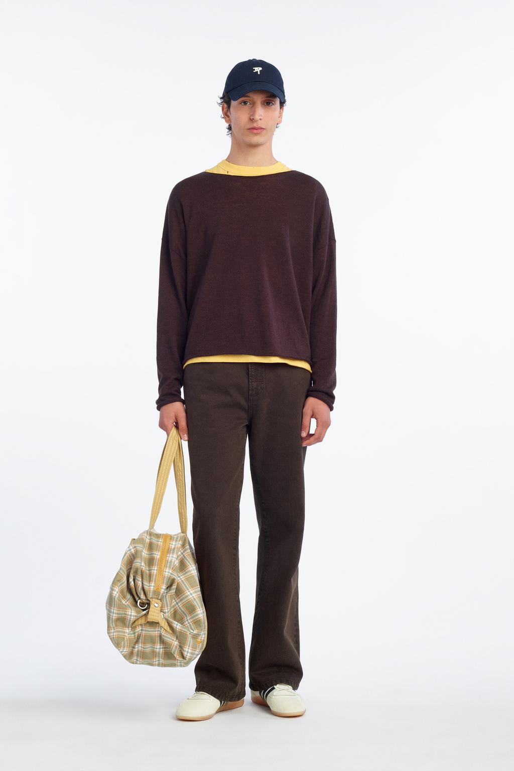 Cropped Fit Linen Sweater